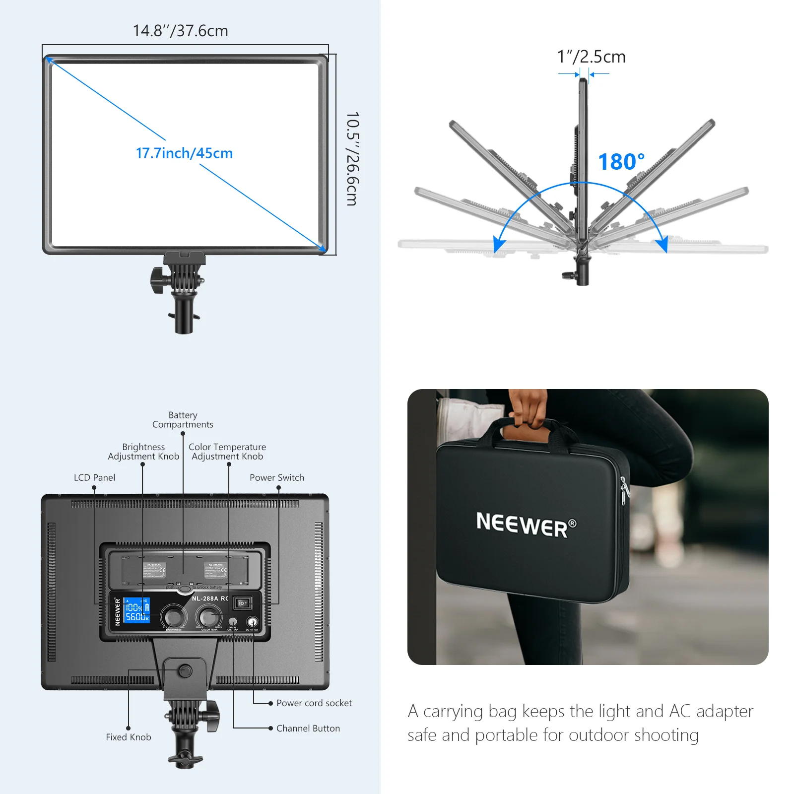 Panel de luz LED grande Neewer - Led Light Panel Stream reseña y precio